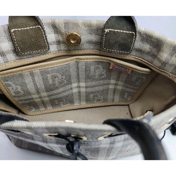 Dooney & Bourke Small Tote Bag & Wallet Set Plaid Canvas Leather Trim USA - Picture 8 of 16